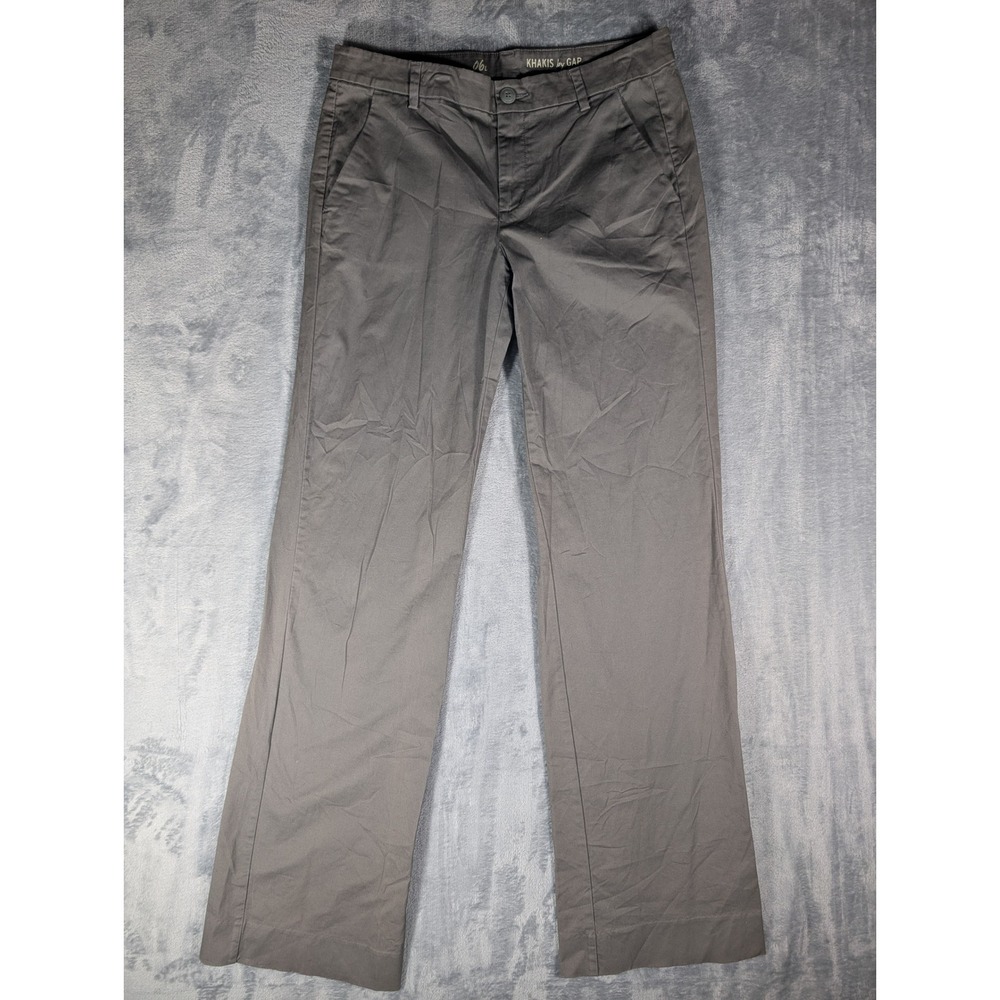 Khakis by Gap Charcoal Gray Wide Leg Stretch Cotton Trouser Pants Womens Size 6L
